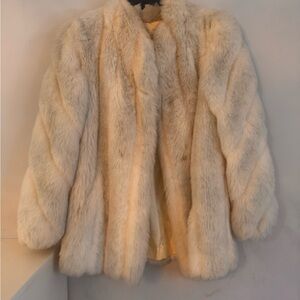 Elegant Cream Faux Fur Coat
